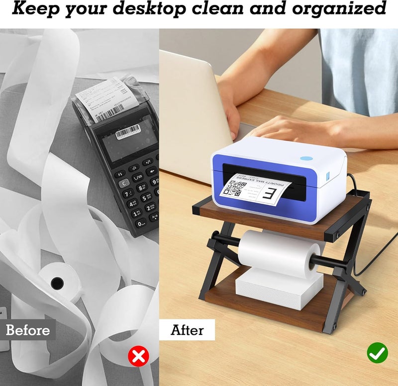 Alyoen Label Holder for Rolls and Fan-Fold Labels, Thermal Shipping Label Holder for Thermal Printer, Desktop Label Printer Accessory Supplies for Home, Office, Small Business (Black + Gray) - Image 4